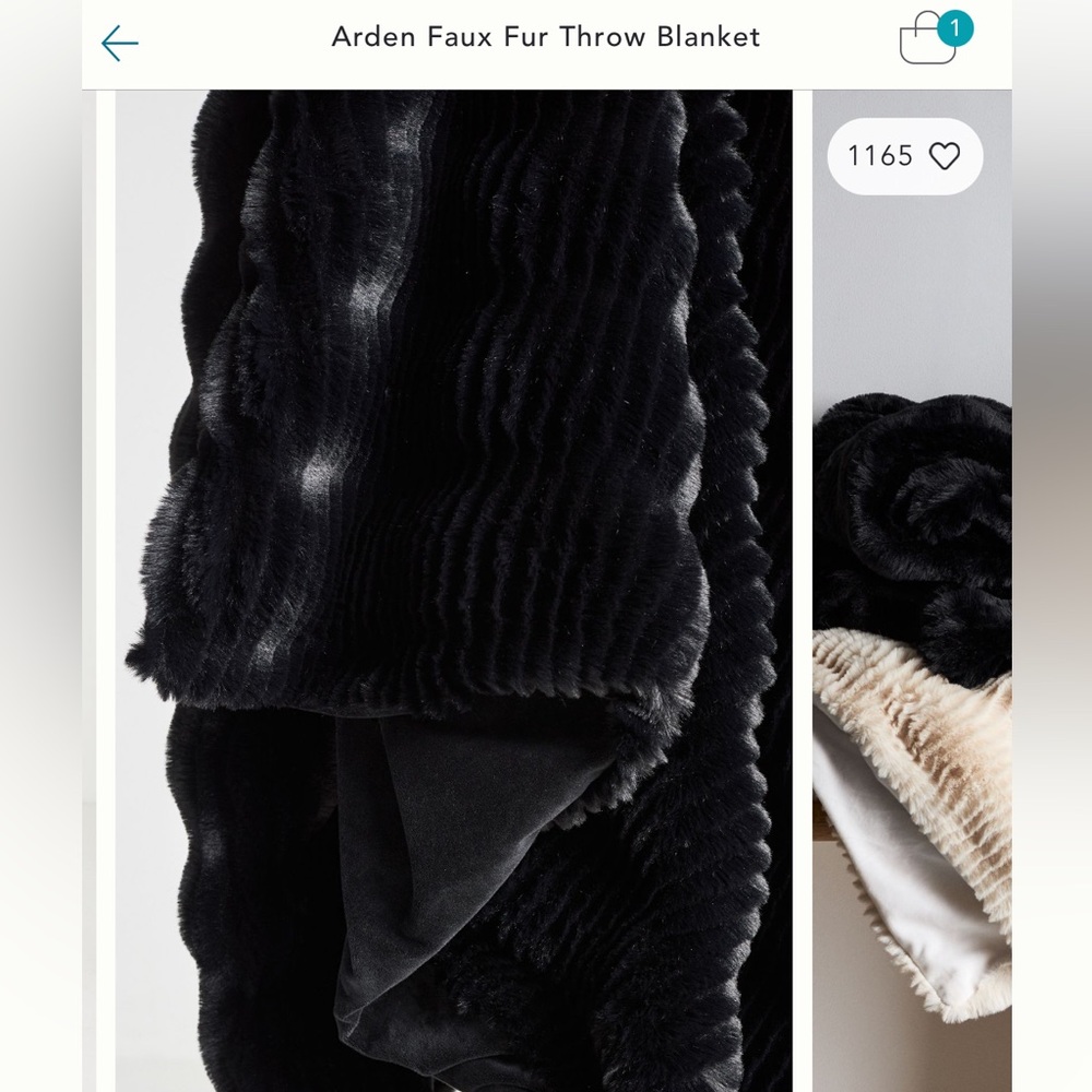 Arden Faux Fur Black Throw Blanket - Picture 8 of 8